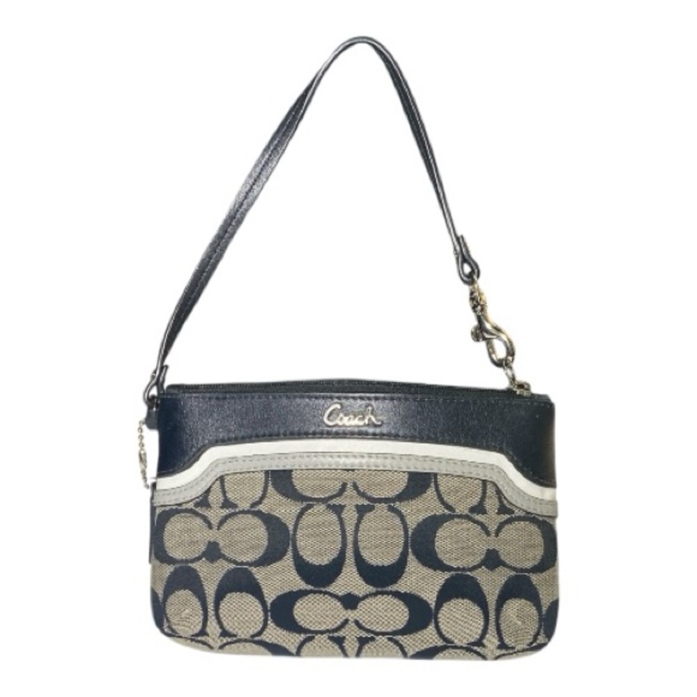 Coach Black and Tan Signature Wristlet
